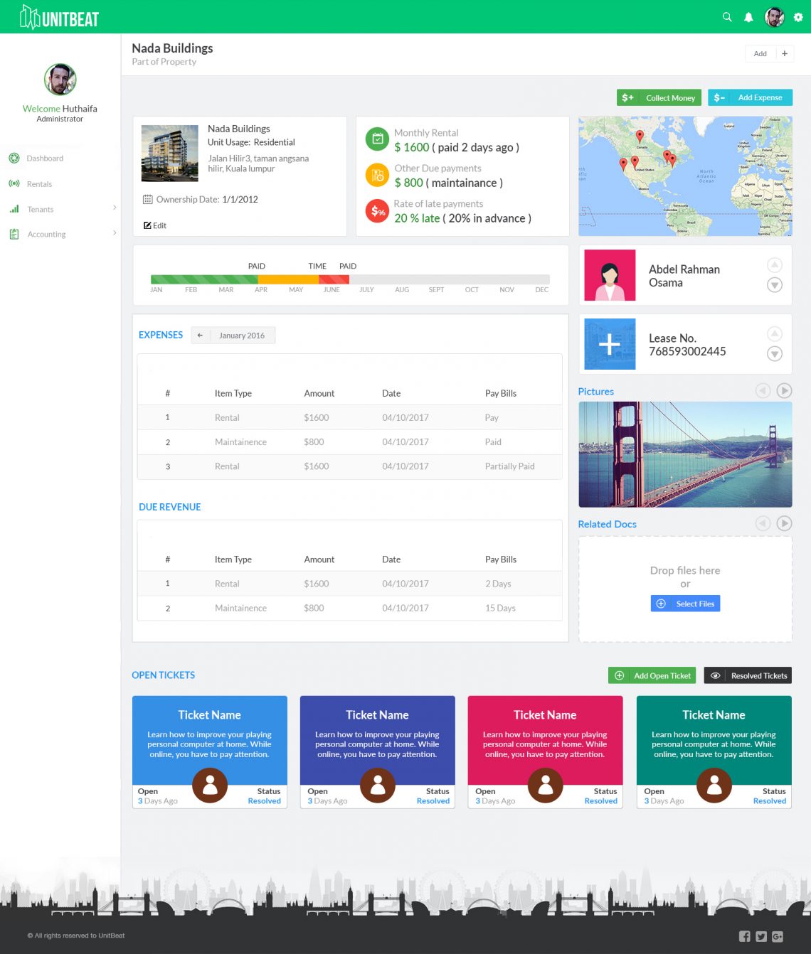 UnitBeat multi-role real-estate platform showing owner, manager and tenant views over one portfolio